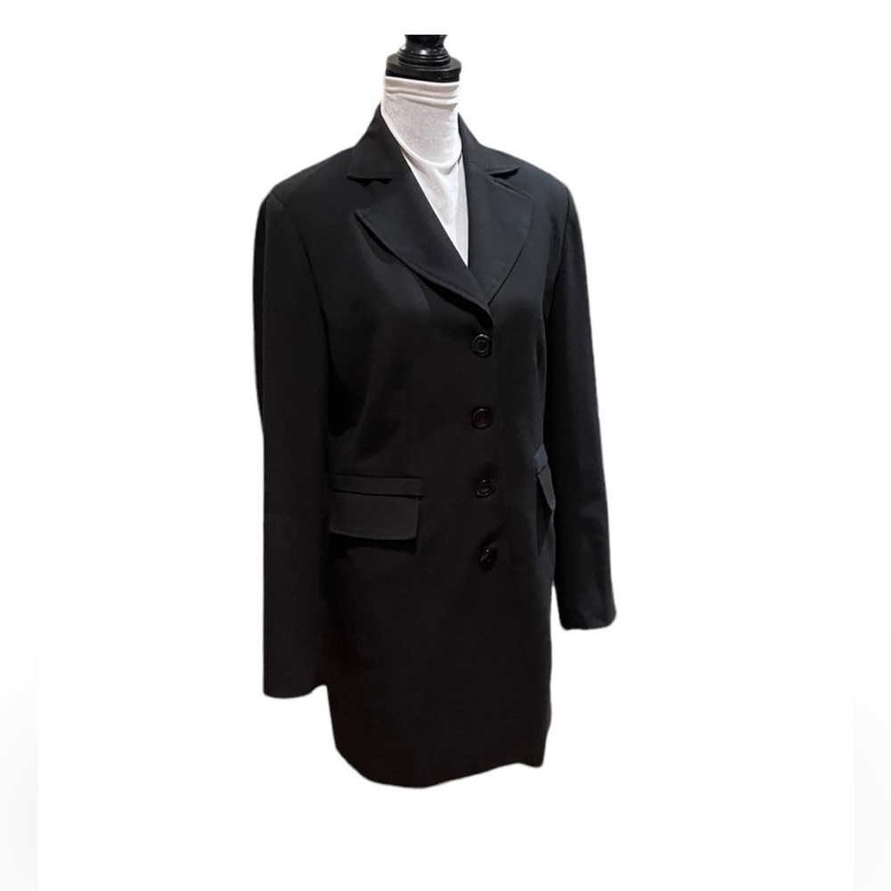 Dalia black minimalist contemporary button front classic trench coat size 10